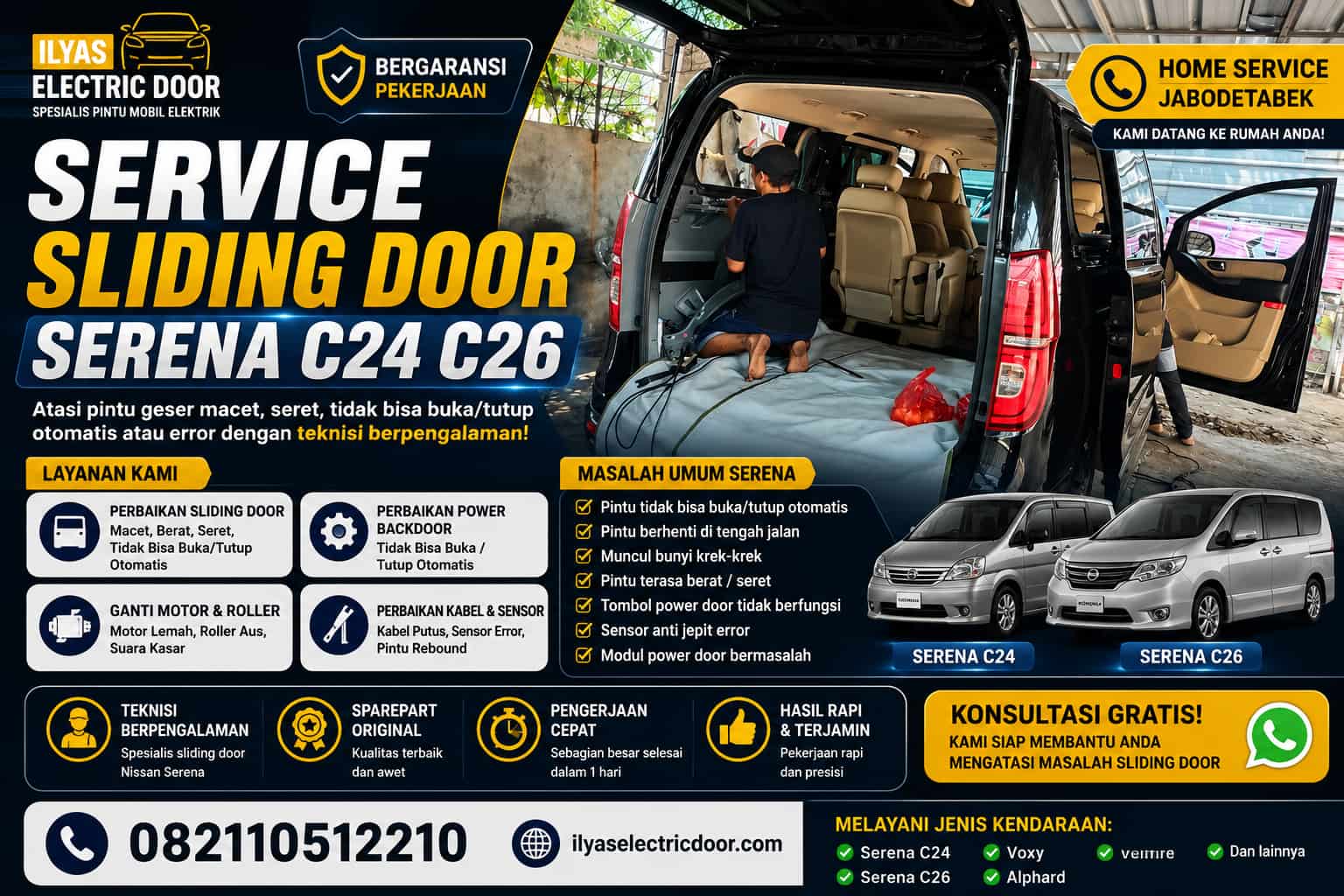 service sliding door serena c24 c26