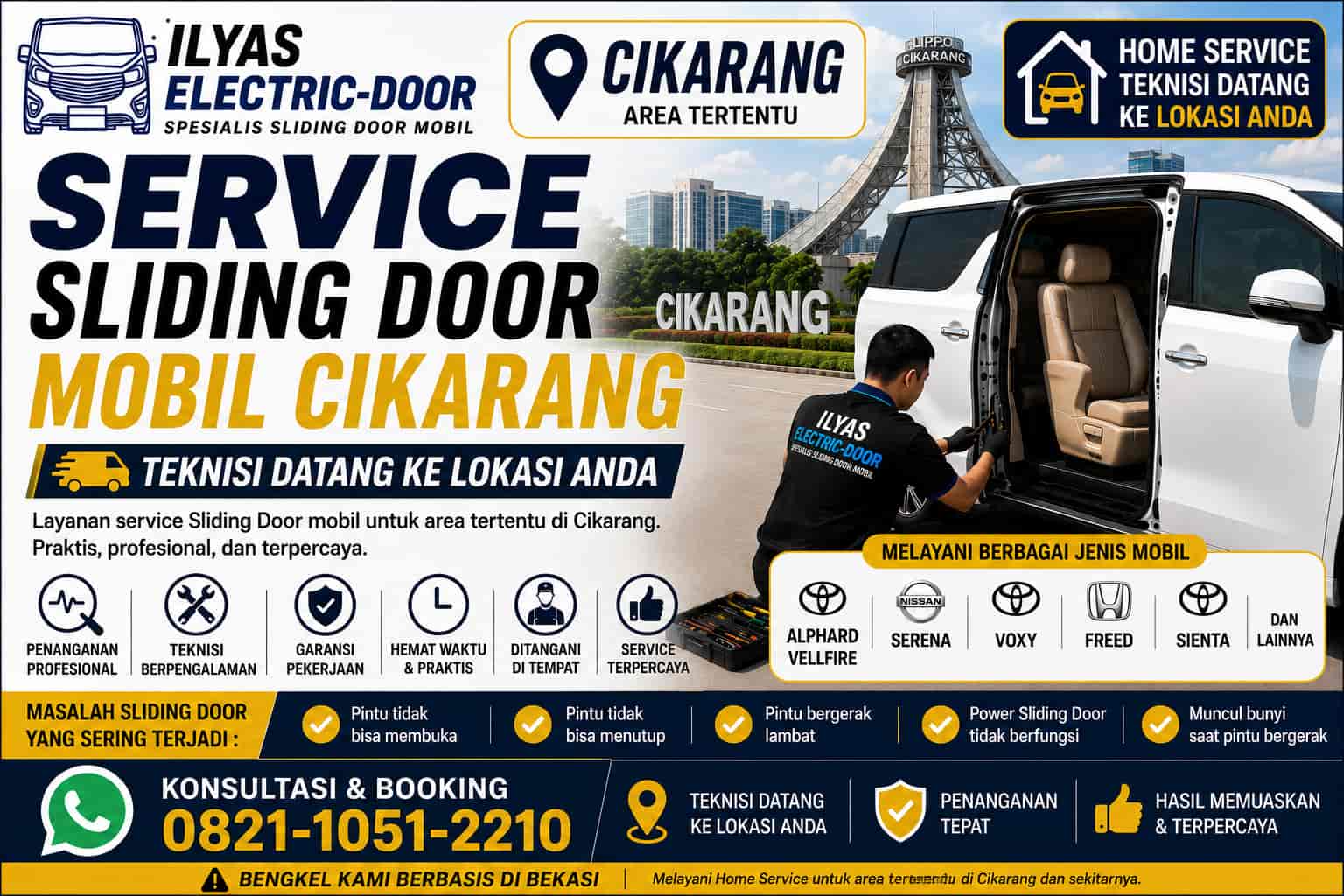 service sliding door mobil cikarang